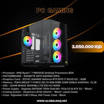 Pc Build AMD Ryzen 7 9800X3D, RTX 5070 Ti 16GB