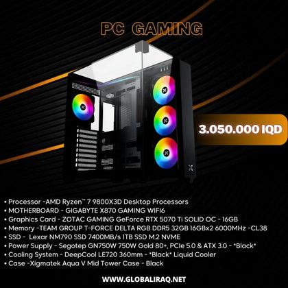 Pc Build AMD Ryzen 7 9800X3D, RTX 5070 Ti 16GB
