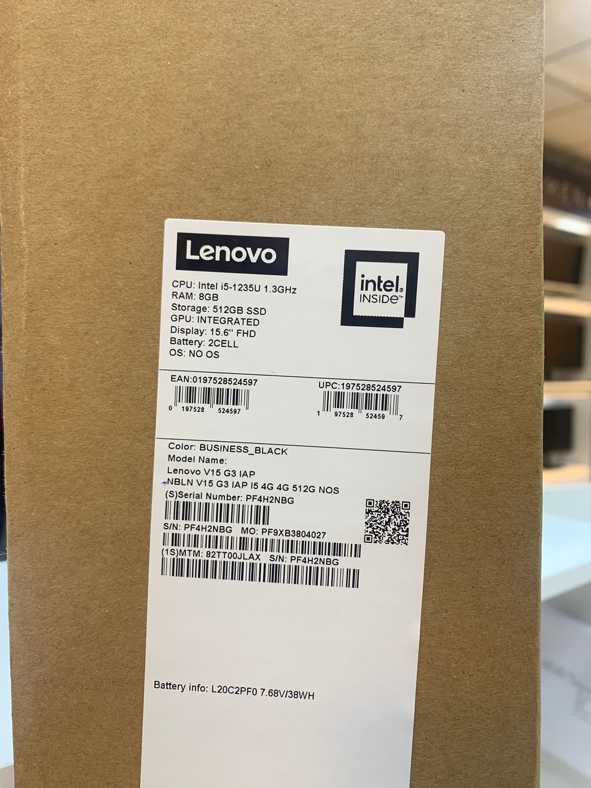 Lenovo V15 G3 IAP, Intel Core i5-1235U, RAM 8GB, 512GB SSD, Intel Iris Xe, 15.6 FHD, Business Black