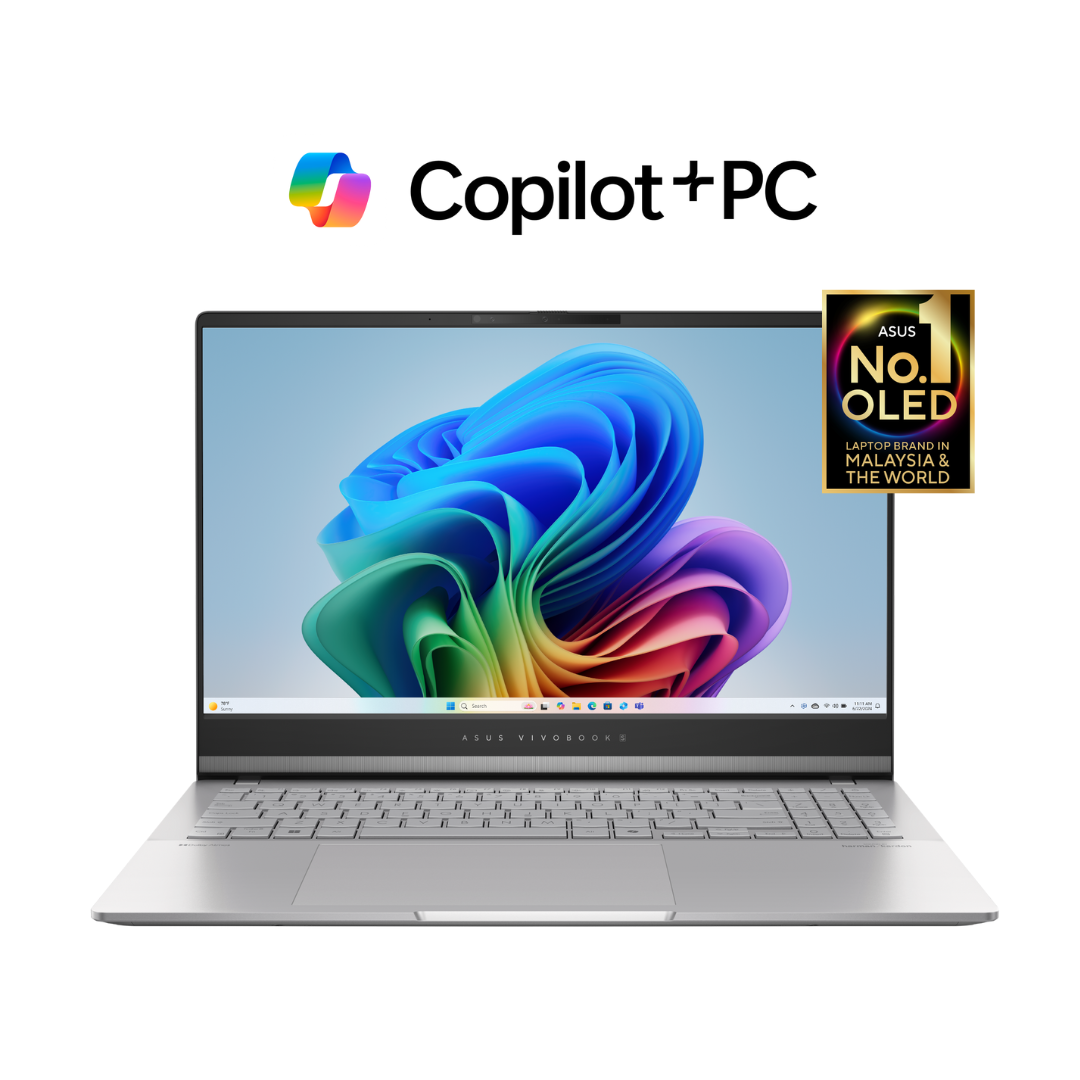 ASUS Vivobook S 15 OLED M5506NA-MA015، AMD Ryzen 5-7535HS، ذاكرة وصول عشوائي 16 جيجابايت، SSD 512 جيجابايت، AMD Radeon 660M، شاشة 15.6 بوصة OLED 3K (2880 × 1620)، فضي رائع 