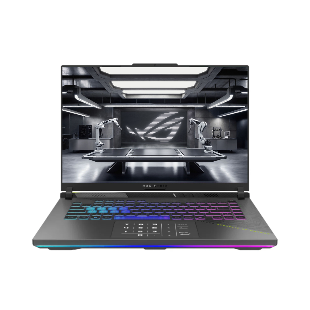 ASUS ROG Strix G16 G614FR-RV070، AMD Ryzen 9-8940HX، ذاكرة وصول عشوائي (RAM) سعة 16 جيجابايت، قرص SSD سعة 1 تيرابايت، NVIDIA RTX 5070 Ti سعة 12 جيجابايت، شاشة 16.0 بوصة بدقة WUXGA وتردد 165 هرتز، لون رمادي Eclipse