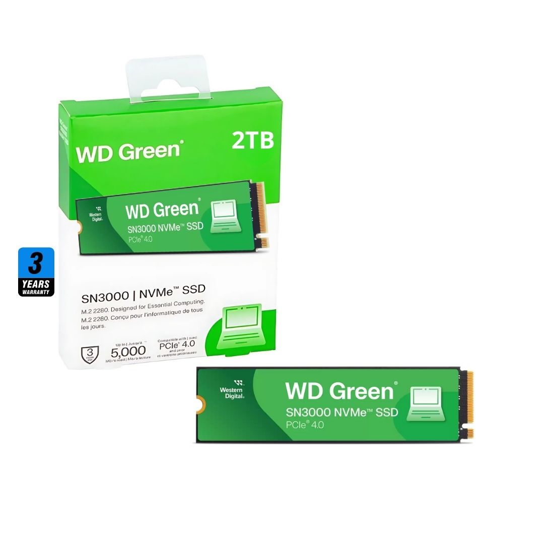 WD Green SN3000 سعة 2 تيرابايت، 5000 ميجابايت/ثانية M.2 NVME، PCIe 4.0