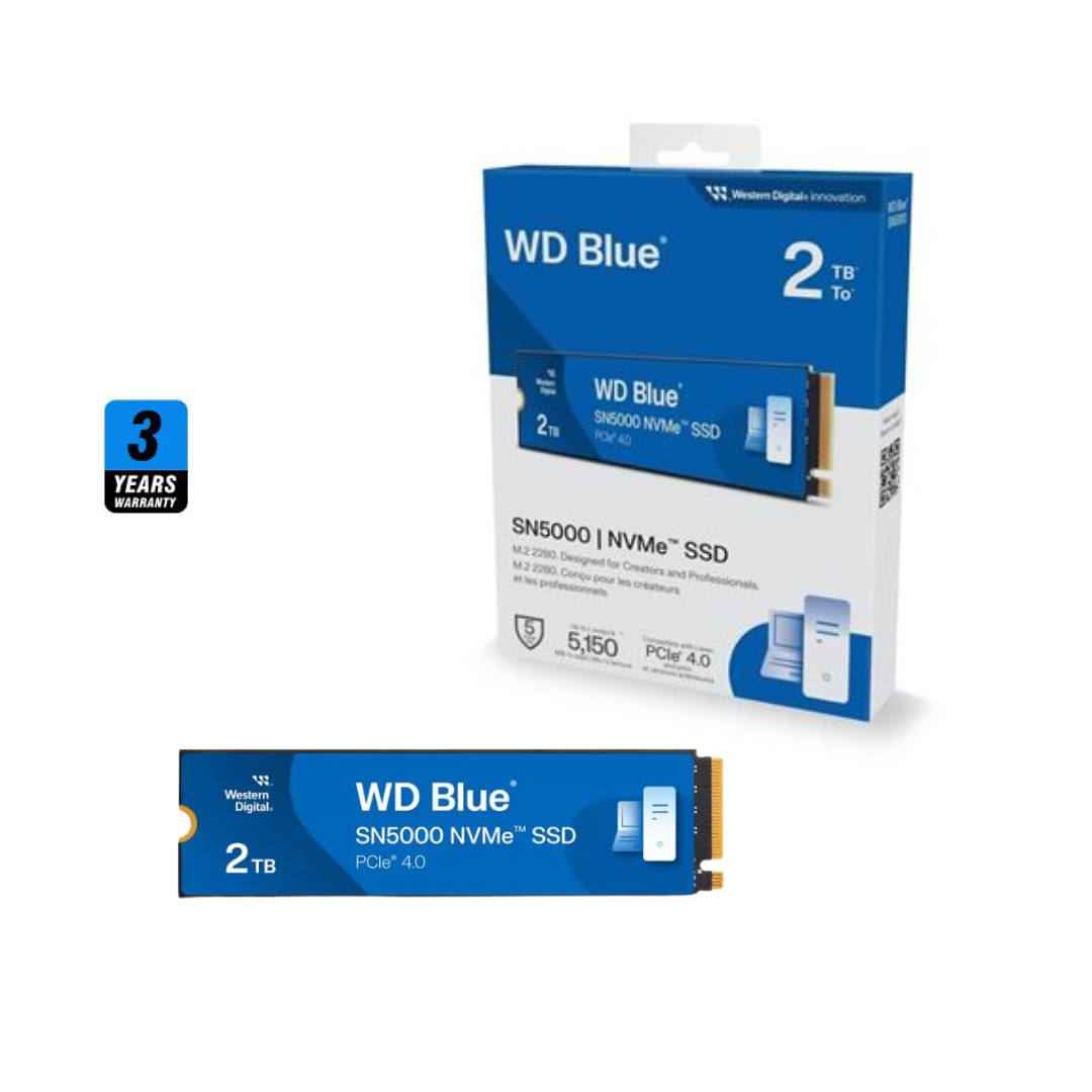 WD Blue SN5000 سعة 2 تيرابايت، 5150 ميجابايت/ثانية M.2 NVME، PCIe 4.0