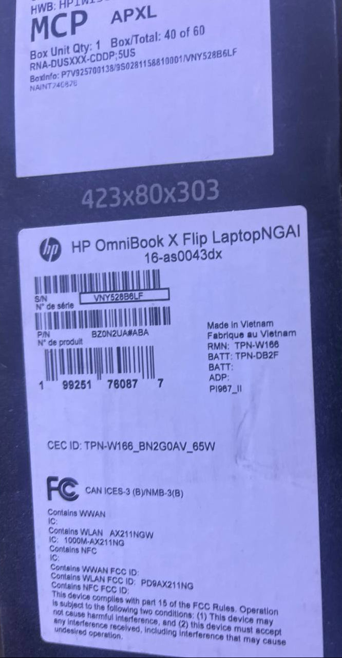 HP OmniBook X Flip 16-AS0043dx, Intel Core Ultra 9-288V, RAM 32GB, SSD 2TB, Intel Arc 140V, 16 inch 3K OLED Touch, Eclipse Grey