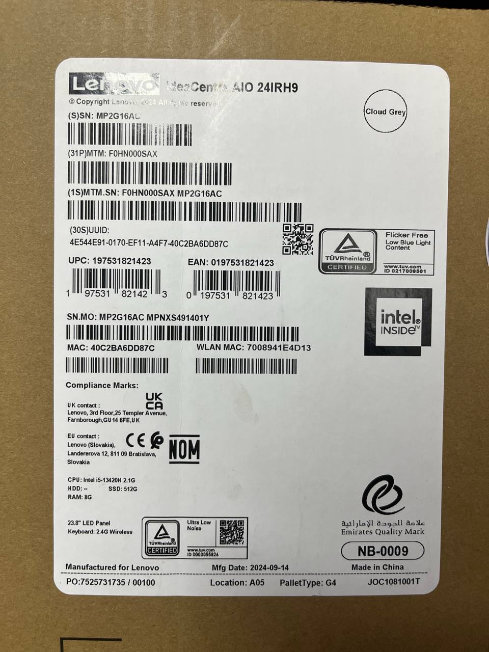 All in One Lenovo All in One IdeaCentre 24IRH9 - 0SAX, Intel All in One Lenovo All in One IdeaCentre 24IRH9 - 0SAX, Intel
