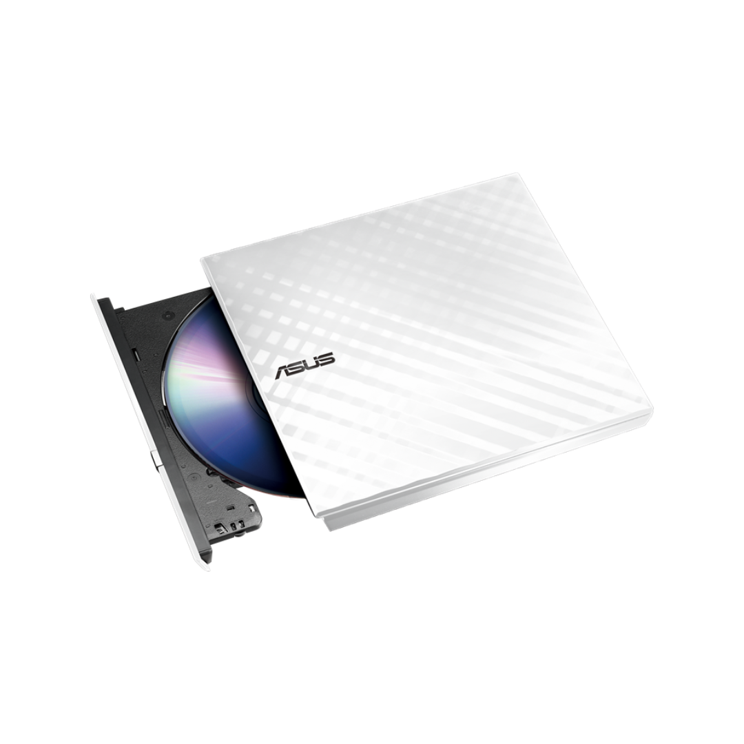 محرك أقراص ضوئية خارجي رفيع 8X DVD+RW من ASUS - أبيض