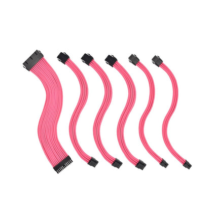 Soft Hard Power Supply Sleeved Cable PSU Extension Cable Kit -(Pink)