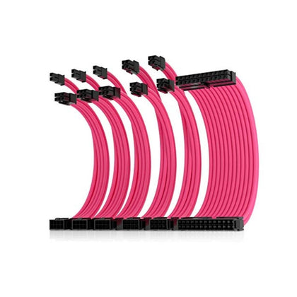 Soft Hard Power Supply Sleeved Cable PSU Extension Cable Kit - Pink
