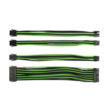 Soft Hard Power Supply Sleeved Cable PSU Extension Cable Kit - Green & Black