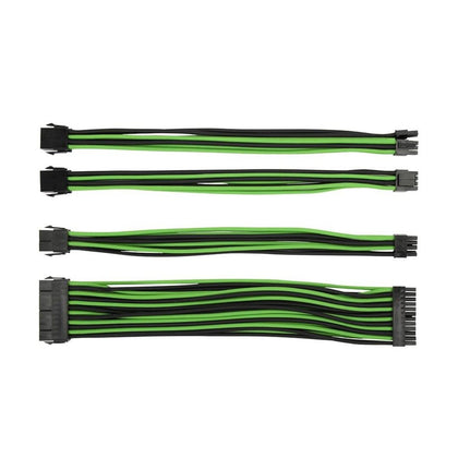 Soft Hard Power Supply Sleeved Cable PSU Extension Cable Kit (Green & Black