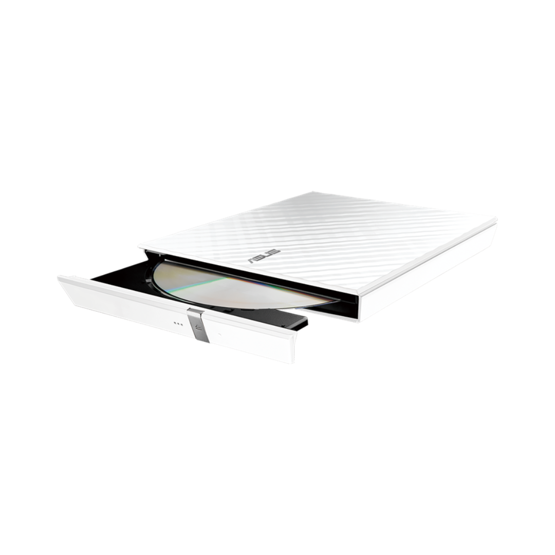 محرك أقراص ضوئية خارجي رفيع 8X DVD+RW من ASUS - أبيض