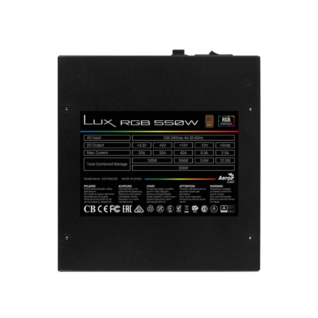 AeroCool LUX RGB 650w Bronze 80+ Power Supply